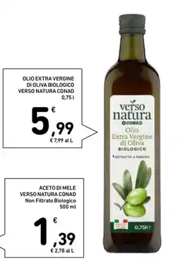 Conad Superstore Olio Extra Vergine di Oliva Biologico verso natura offerta