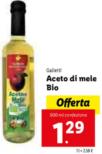 Lidl Galleti Aceto di mele Bio 500ml offerta