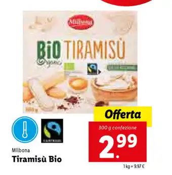 Lidl Milbona Tiramisú Bio 300g offerta