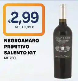 Ekom Manieri Negroamaro Primitivo Salento IGT offerta