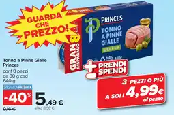 Carrefour Tonno a Pinne Gialle Princes offerta