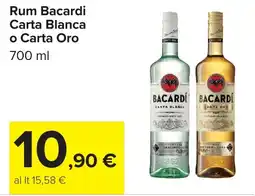 Carrefour Rum Bacardi Carta Blanca o Carta Oro offerta