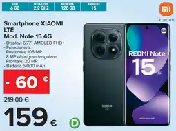 Carrefour Smartphone XIAOMI REDMI Note 15 4G offerta