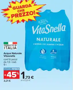 Carrefour Acqua Naturale Vitasnella offerta
