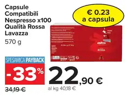 Carrefour Capsule compatibili Nespresso Qualità Rossa Lavazza offerta