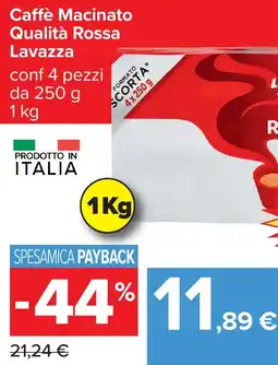 Carrefour Caffè Macinato Qualità Rossa Lavazza offerta