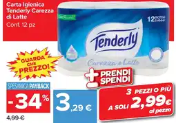 Carrefour Market Carta Igienica Tenderly Carezza di Latte offerta