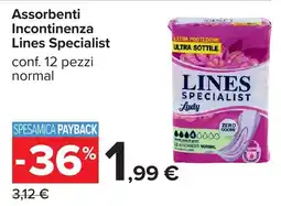 Carrefour Assorbenti Incontinenza Lines Specialist offerta