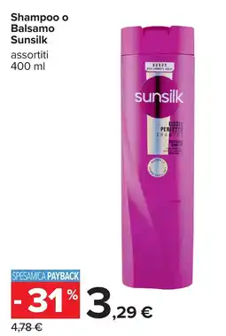 Carrefour Shampoo o Balsamo Sunsilk offerta