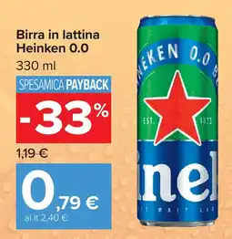 Carrefour Birra in lattina Heinken 0.0 offerta