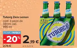 Carrefour Tuborg Zero Lemon offerta