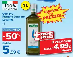 Carrefour Olio Evo Fruttato Leggero Levante offerta