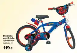 Carrefour Bicicletta con Rotelle Spiderman offerta