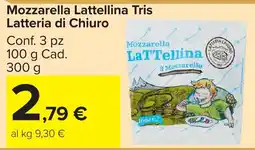 Carrefour Market Mozzarella Lattellina Tris Latteria di Chiuro offerta