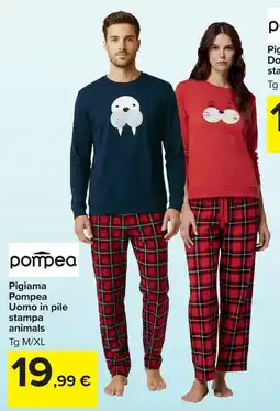 Carrefour Market Pigiama Pompea Uomo in pile stampa animals offerta