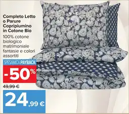 Carrefour Completo Letto o Parure Copripiumino in Cotone Bio offerta