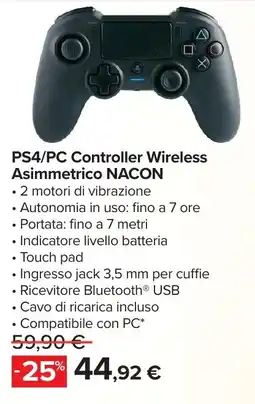 Carrefour PS4/PC Controller Wireless Asimmetrico NACON offerta