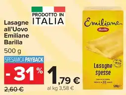 Carrefour Market Lasagne all’Uovo Emiliane Barilla offerta