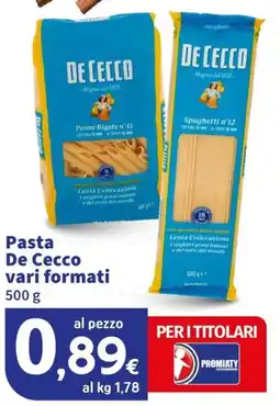 Ok Sigma Pasta De Cecco vari formati offerta