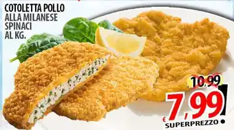 Cotoletta pollo alla milanese spinaci