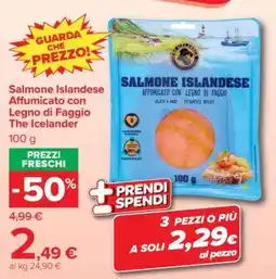 Carrefour Salmone Islandese Affumicato con Legno di Faggio The Icelander offerta