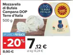 Carrefour Mozzarella di Bufala Campana DOP Terre d'Italia offerta