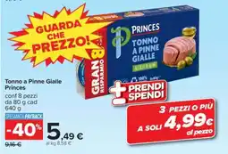 Carrefour Tonno a Pinne Gialle Princes offerta