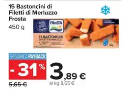 Carrefour 15 BASTONCINI DI FILETTI DI MERLUZZO FROSTA offerta