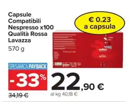Carrefour Capsule Compatibili Nespresso x100 Qualità Rossa Lavazza offerta