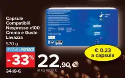 Carrefour Capsule Compatibili Nespresso x100 Crema e Gusto Lavazza offerta