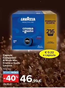 Carrefour Capsule Compatibili A Modo Mio Crema e Gusto Lavazza offerta