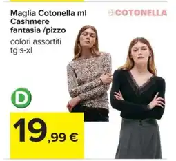 Carrefour Maglia Cotonella ml Cashmere fantasia /pizzo offerta