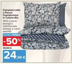 Carrefour Completo Letto o Parure Copripiumino in Cotone Bio offerta