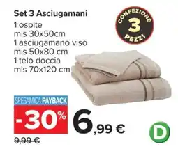 Carrefour Set 3 Asciugamani offerta