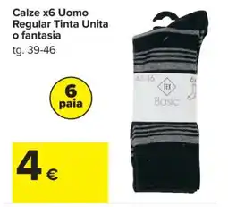 Carrefour Calze x6 Uomo Regular Tinta Unita o fantasia offerta