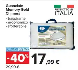 Carrefour GUANCIALE MEMORY GOLD CHIMERA offerta