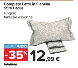 Carrefour Completo Letto in Flanella Stiro Facile offerta