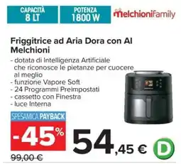 Carrefour Friggitrice ad Aria Dora con AI Melchioni offerta