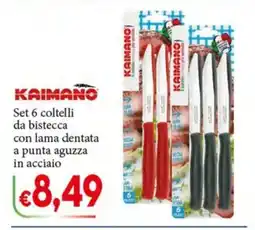 D'Italy Set 6 coltelli da bistecca con lama dentata a punta aguzza in acciaio offerta