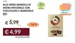 Prezzemolo e Vitale Alce Nero granola di avena integrale con cioccolato e mandorle bio offerta