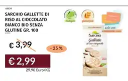 Prezzemolo e Vitale Sarchio Gallette di riso al cioccolato bianco bio senza glutine offerta
