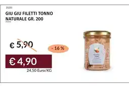 Prezzemolo e Vitale Giu Giu filetti tonno naturale offerta