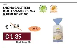 Prezzemolo e Vitale Sarchio gallette di riso senza sale e senza glutine bio offerta