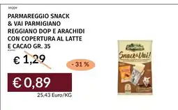 Prezzemolo e Vitale Parmareggio snack & vai parmigiano reggiano dop e arachidi con copertura al latte e cacao offerta