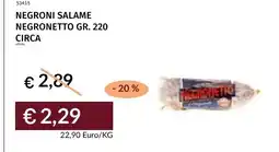 Prezzemolo e Vitale Negroni salame offerta