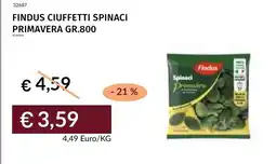 Prezzemolo e Vitale Findus ciuffetti spinaci primavera offerta