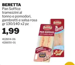 GrosMarket Beretta Pan Soffice tramezzini al tonno e pomodori offerta