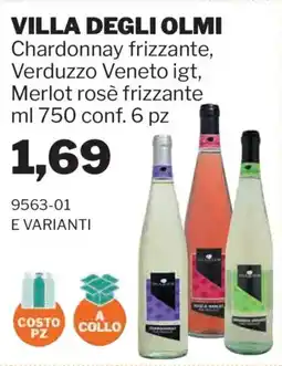GrosMarket Villa degli Olmi Chardonnay frizzante, Verduzzo Veneto igt, Merlot rosè frizzante offerta