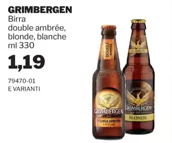 Grimbergen birra double ambrée, blonde, blanche