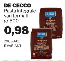 GrosMarket Pasta integrale De Cecco offerta
